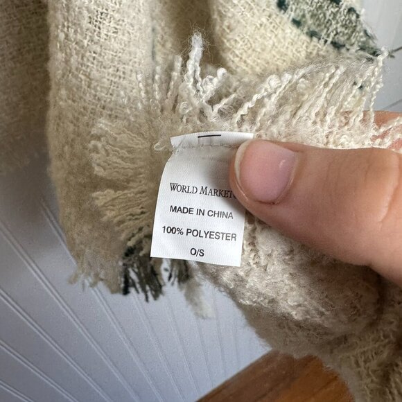 World Market NWT Ivory Turtleneck Sweater Poncho M21 - Picture 5 of 6